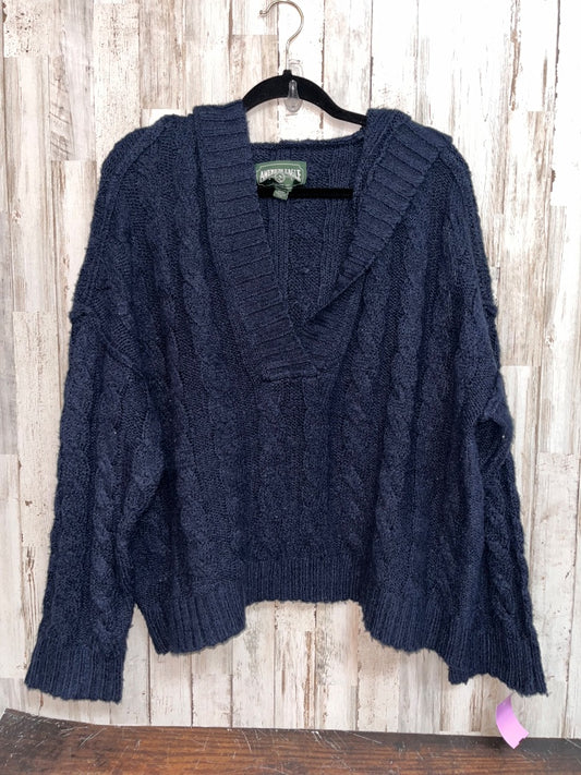 NAVY AMERICAN EAGLE KNIT DEEP V SWEATER, LADIES M