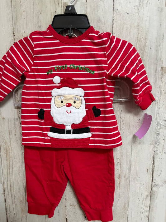 RED LITTLE ME MY FIRST CHRISTMAS STRIPE SET, BOY 6M