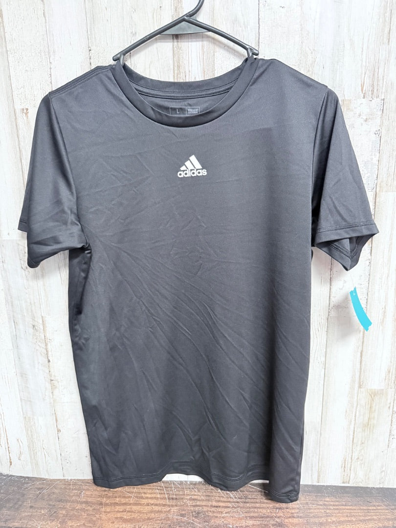 BLACK ADIDAS DRY FIT LOGO TEE, BOY 14/16
