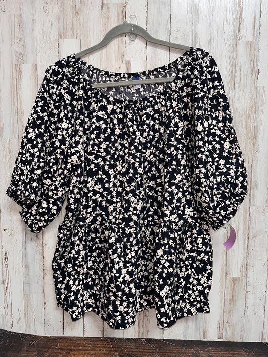 BLACK OLD NAVY FLORAL PEPLUM BLOUSE, LADIES 2X