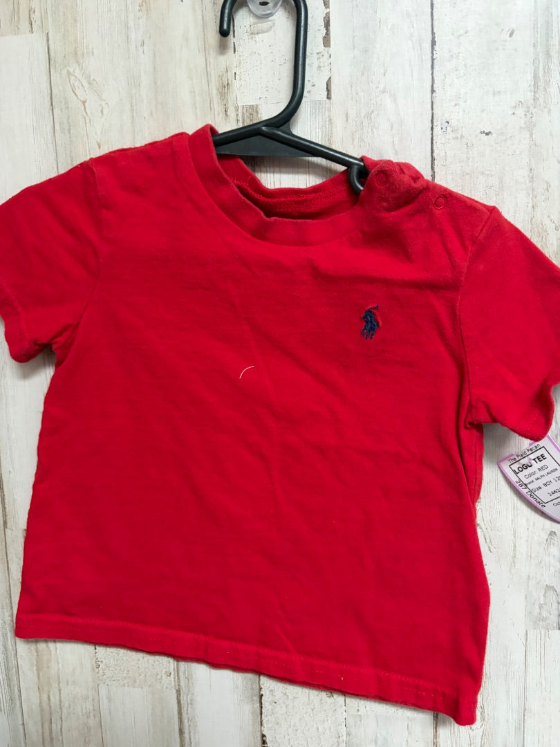 RED RALPH LAUREN LOGO TEE, BOY 12M