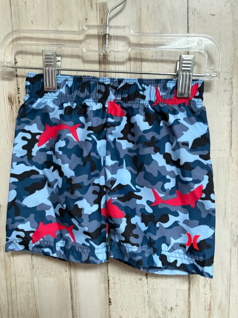 BLUE HURLEY CAMO SHARK SHORTS, BOY 12M