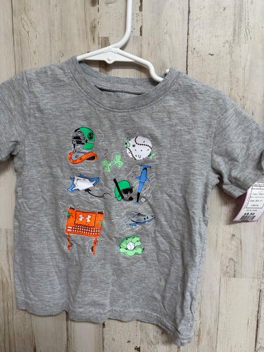 GREY UNDER ARMOUR UNDER WATER BASEBALL TEE, BOY 2T