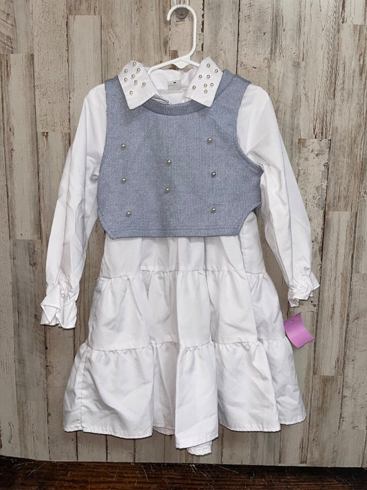 BLUE/WHITE SHEIN PEARL EMBELLISHED VEST/DRESS, GIRL 5