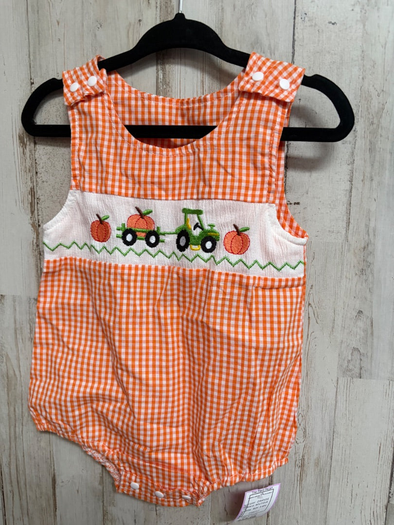 ORANGE BOUTIQUE PUMPKIN APPLIQUE GINGHAM BUBBLE, BOY 3-6M