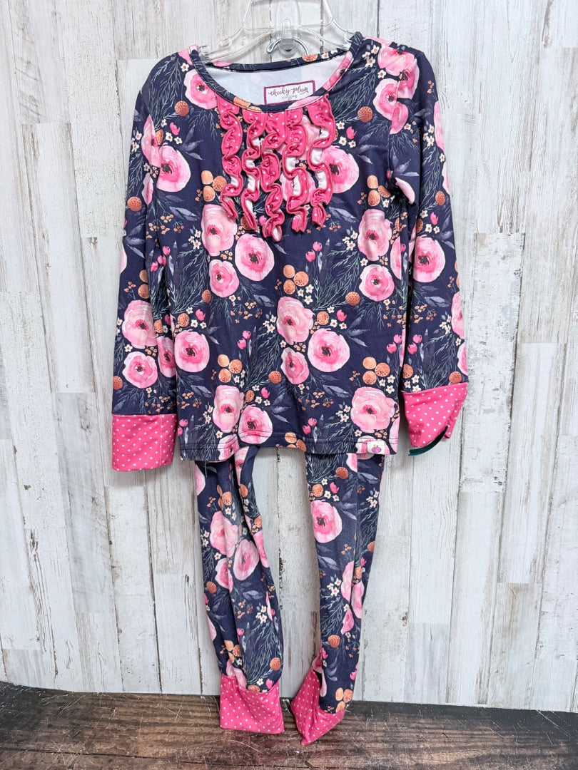 navy/pink cheeky plum floral 2pc set, girl 6