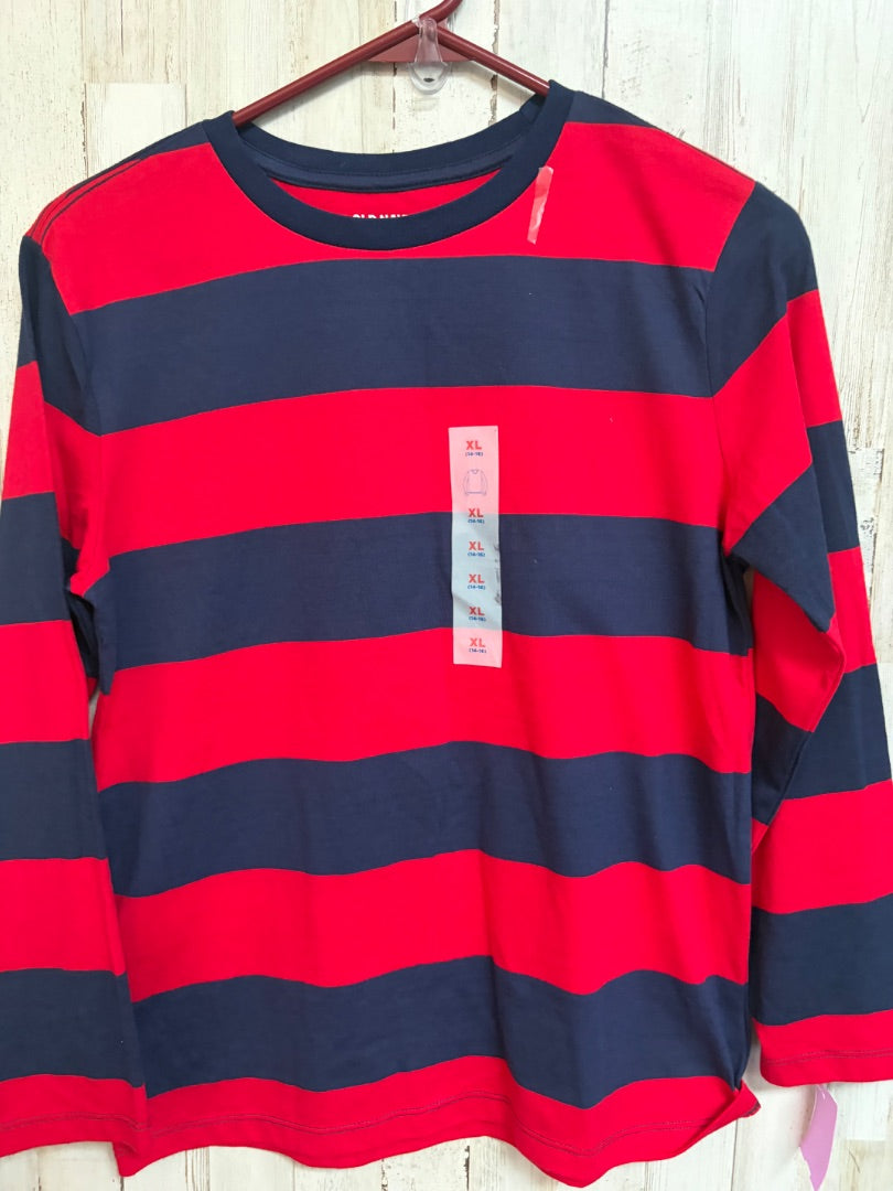 BLUE/RED OLD NAVY NEW STRIPE LONG SLEEVE, BOY 14/16