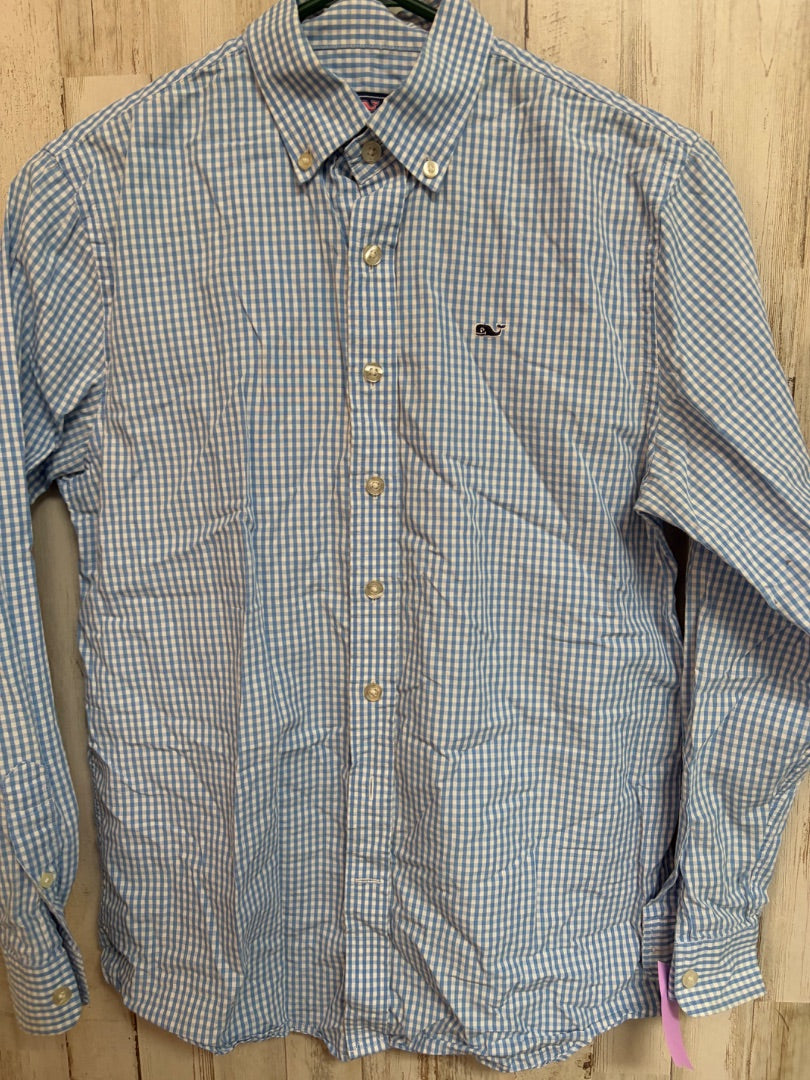BLUE VINEYARD VINES GINGHAM BUTTON UP, BOY 16