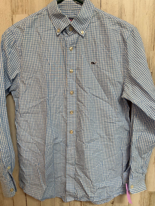 BLUE VINEYARD VINES GINGHAM BUTTON UP, BOY 16
