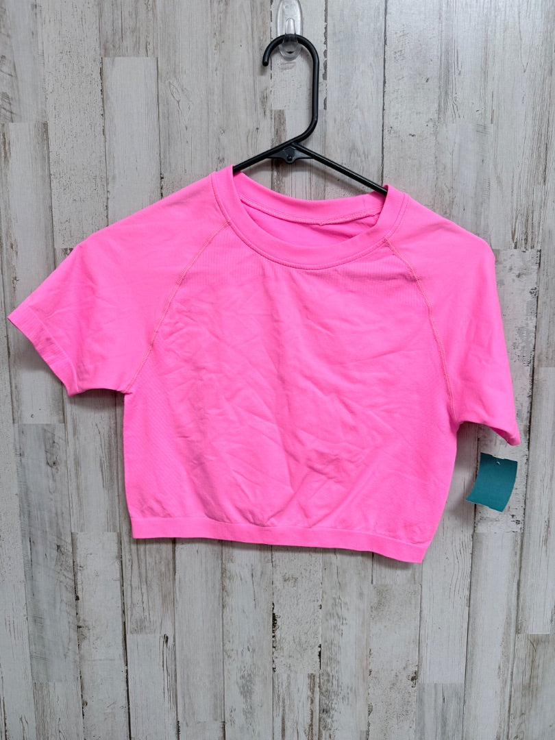 HOT PINK  ATHLETIC CROP TEE, LADIES L