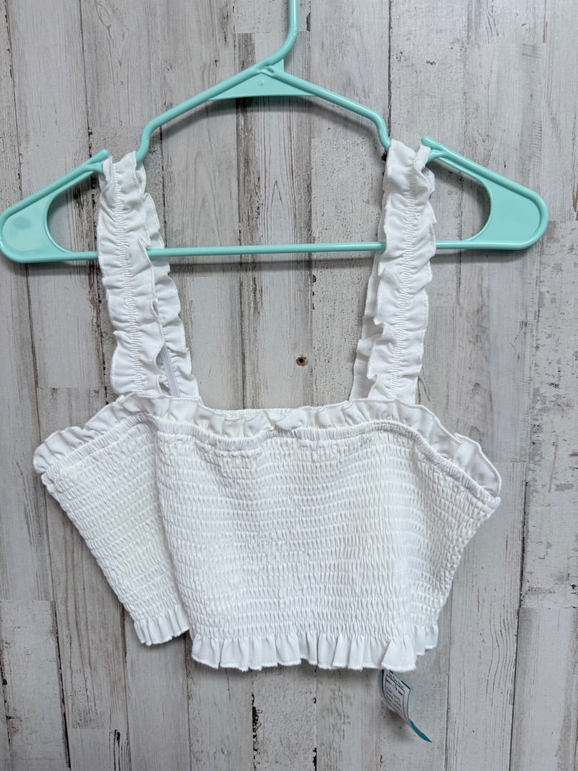 WHITE SHEIN SMOCK CROP TANK, LADIES L