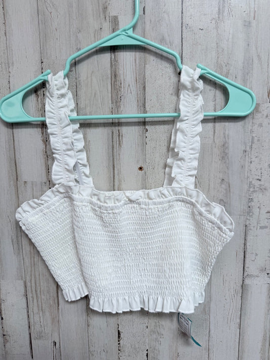 WHITE SHEIN SMOCK CROP TANK, LADIES L