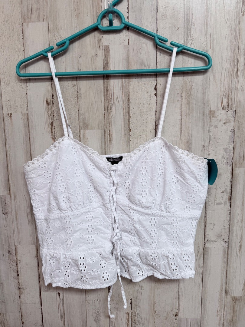 WHITE WILD FABLE EYELIT CROP TANK, LADIES L