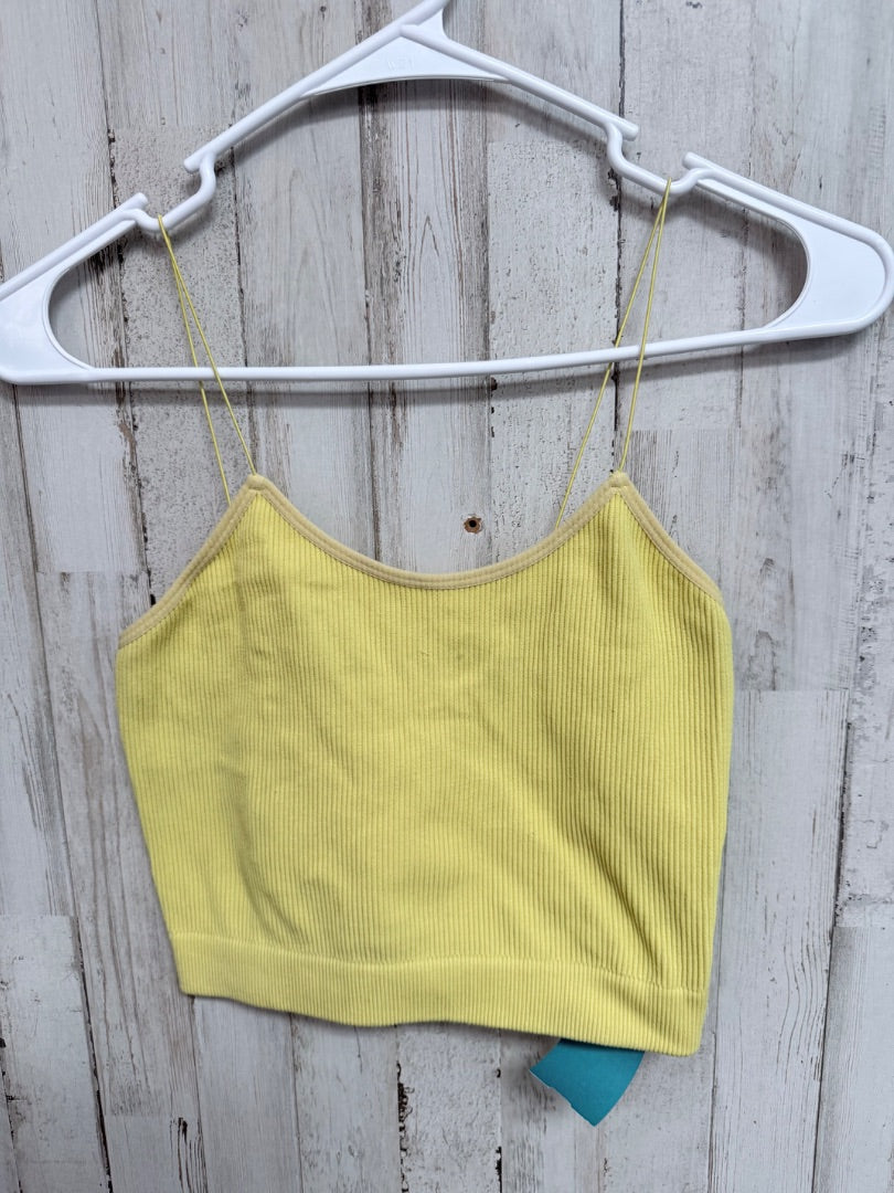 YELLOW  RIBBED CROP TANK, LADIES L