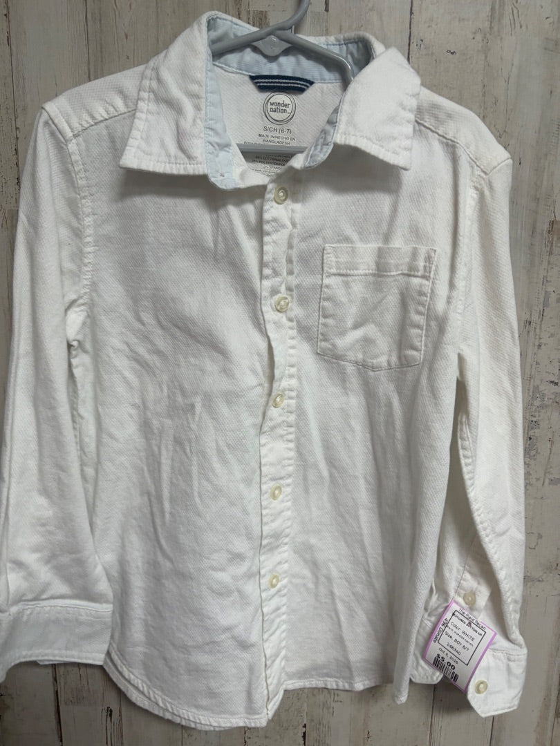 WHITE WONDER NATION TEXTURED BUTTON UP, BOY 6/7