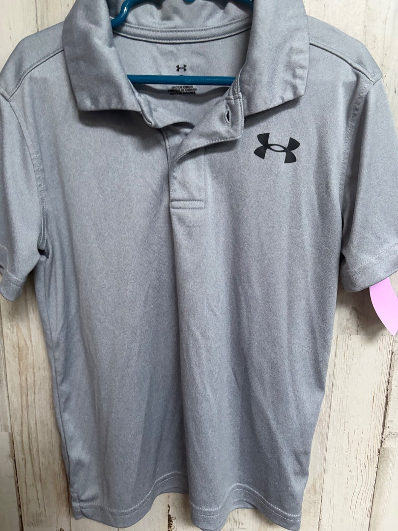 GREY UNDER ARMOUR DRY FIT POLO, BOY 7