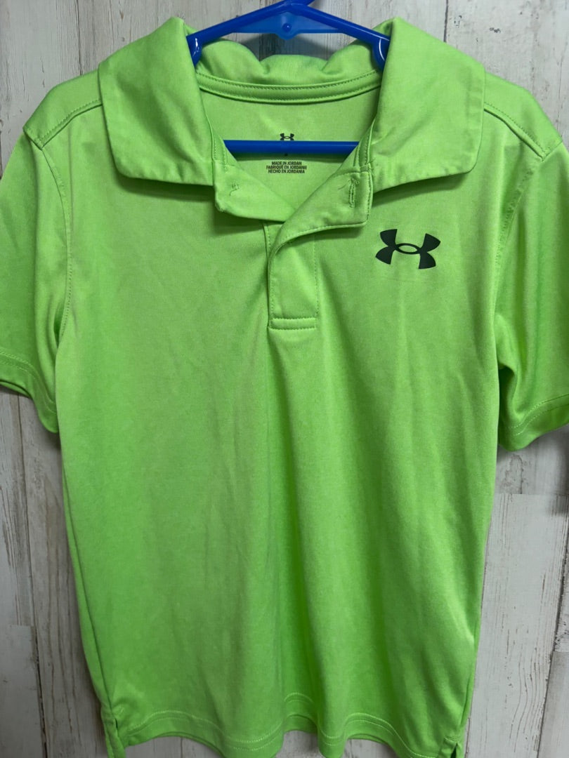 LIME UNDER ARMOUR DRY FIT POLO, BOY 7