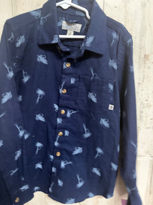 NAVY OCEAN + COAST FLY FISHING BUTTON UP, BOY 7