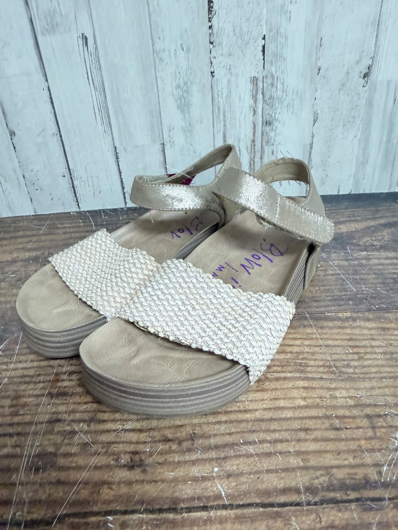 TAN BLOWFISH WOVEN WEDGE SANDAL, SHOES A7.5