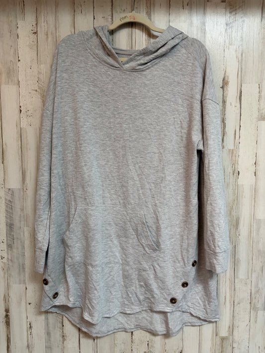 GREY FRENCH LAUNDRY LONG BUTTON HOODIE, LADIES L