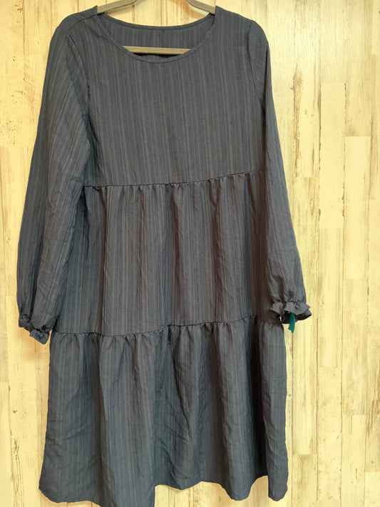 NAVY SHEIN TEXTURED TIER DRESS, LADIES L