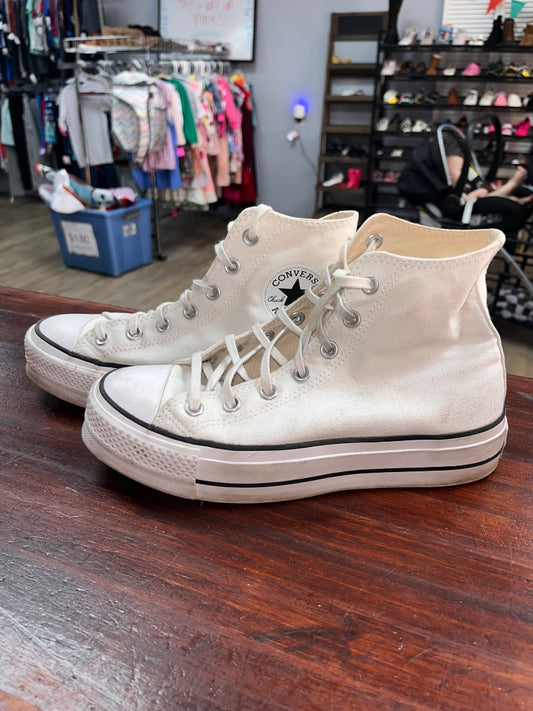 WHITE CONVERSE PLATFORM ALL STARS, SHOES A8