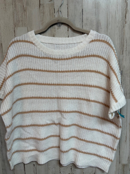WHITE/TAN SHEIN STRIPE KNIT TOP, LADIES XL