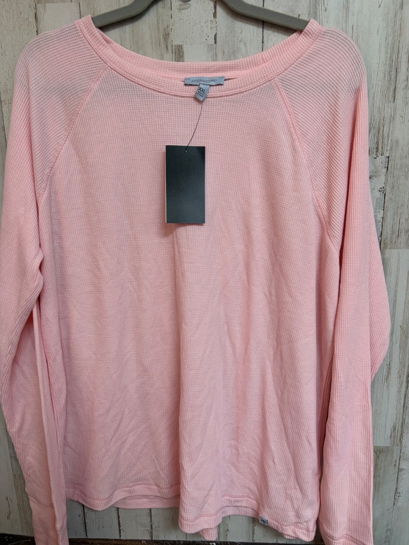 LIGHT PINK OCEAN + COAST NEW WAFFLE KNIT LONG SLEEVE, LADIES 2X