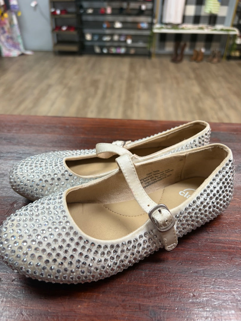 SILVER ART CLASS RHINESTONE FLATS, SHOES Y1