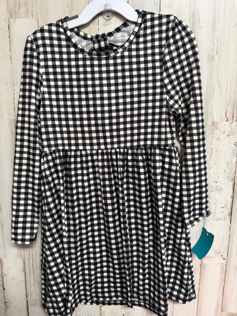 BLACK/IVORY MEMBERS MARK PLAID TWIRL DRESS, GIRL 6