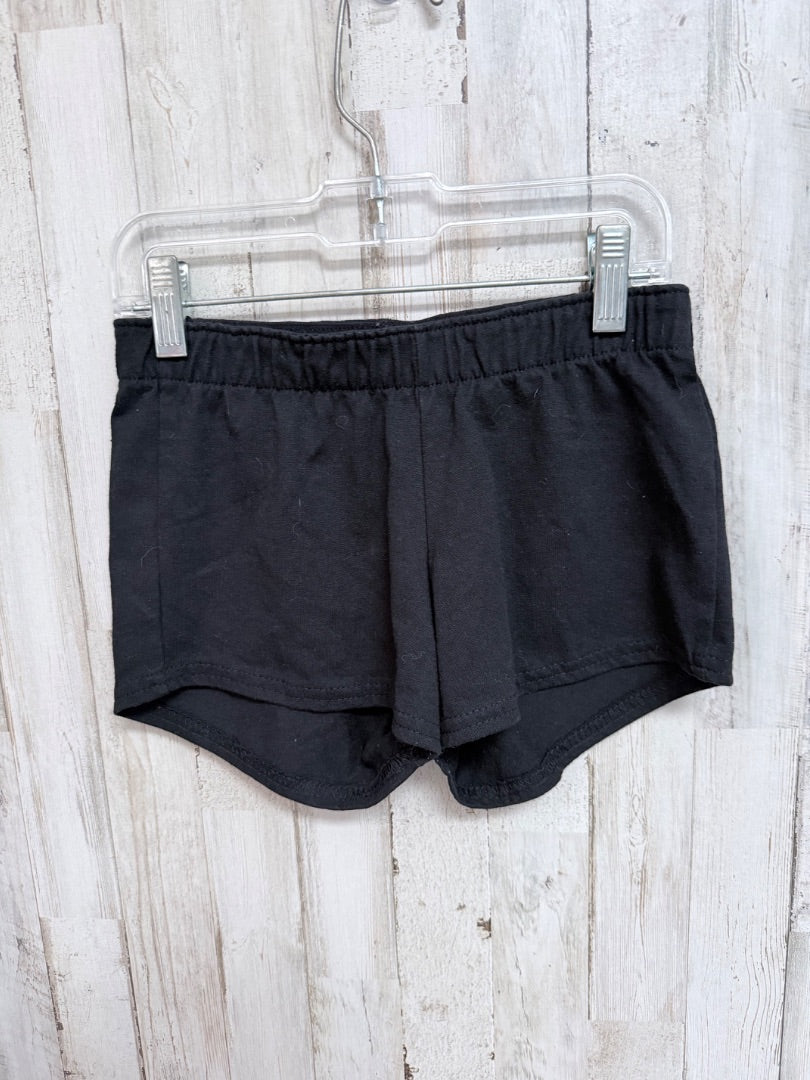 BLACK VARSITY COTTON SHORTS, GIRLS 6/7