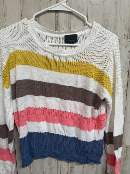WHITE LUMIERE STRIPE SWEATER, LADIES M
