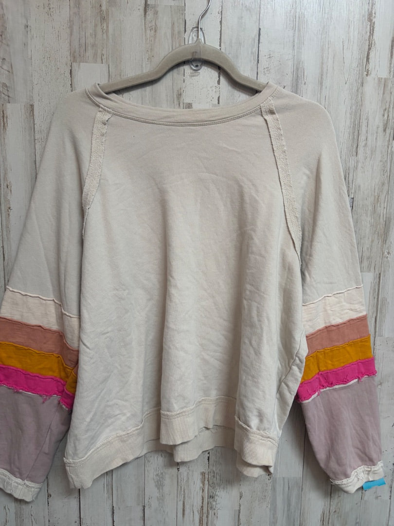 BEIGE EASEL DISTRESS SWEATSHIRT, LADIES L