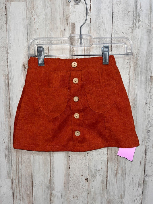 RUST  BUTTON CORDUROY SKIRT, GIRL 3T