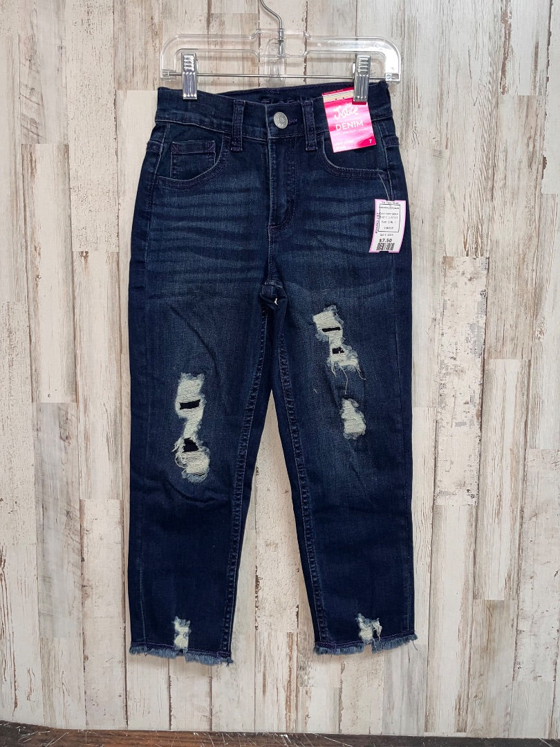 DARK DENIM JUSTICE NEW MINI MOM JEANS, GIRL 7