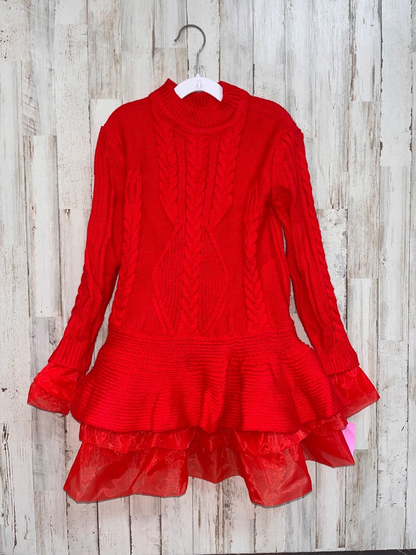 RED  SWEATER TIER DRESS, GIRL 7