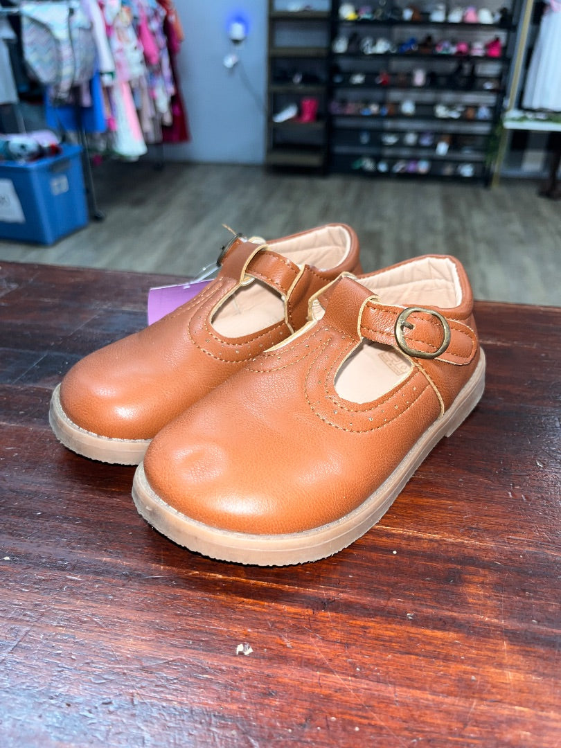 BROWN MG BABY VELCRO T STRAP SHOES, SHOES 10