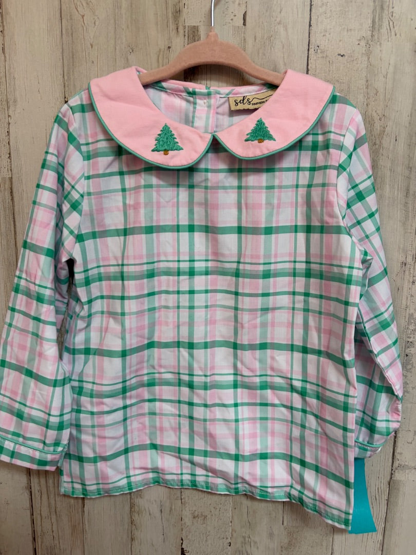 PINK/GREEN SDS PLAID CHRISTMAS TREE COLLAR TUNIC, GIRL 4T