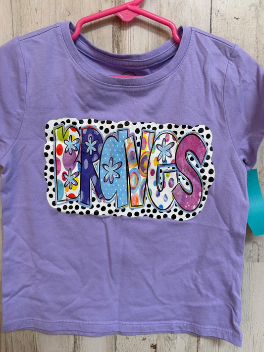PURPLE WONDER NATION BRAVES PRINT TEE, GIRL 4/5