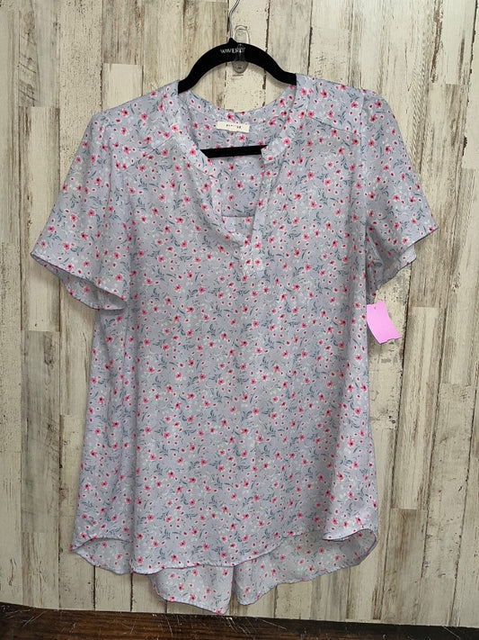 LILAC PLEIONE FLORAL V NECK BLOUSE, LADIES M