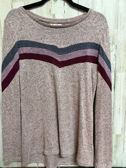 PINK MAURICES STRIPE HEATHERED KNIT TOP, LADIES M