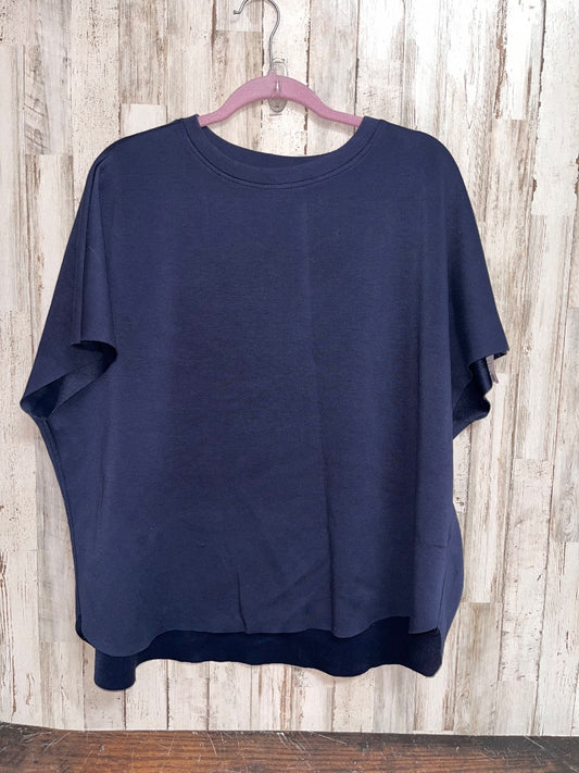 NAVY  SOFT RAW EDGE SHORT SLEEVE SWEATSHIRT, LADIES M