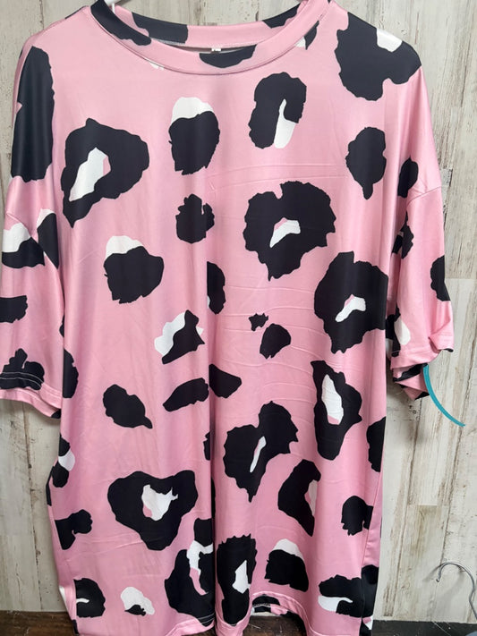 PINK SHEIN LEOPARD SLINKY TOP, LADIES L