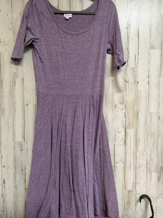 PURPLE LULAROE HEATHER T SHIRT TWIRL DRESS, LADIES L