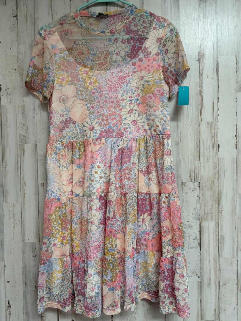 PINK LILY ROSE FLORAL SHEER LAYERED DRESS, LADIES L
