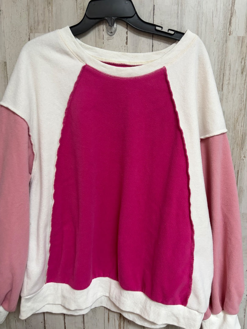 PINK  FLEECE COLOR BLOCK TOP, LADIES 2X