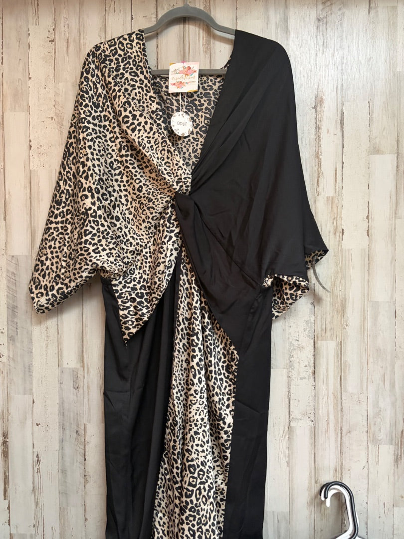 BLACK/TAN ODDY NEW CHEETAH TWO TONED DRESS, LADIES 3X