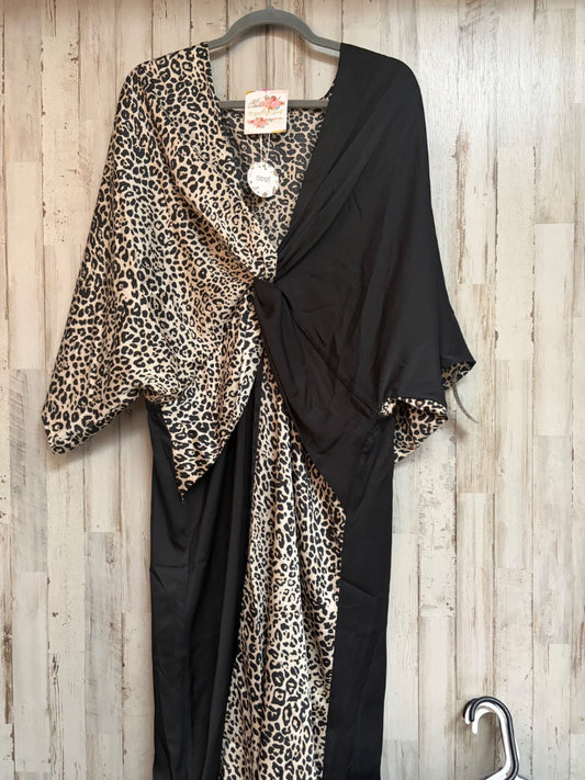 BLACK/TAN ODDY NEW CHEETAH TWO TONED DRESS, LADIES 3X