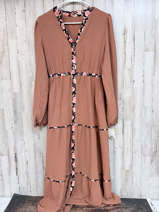BROWN  FLORAL TRIM TIER MAXI, LADIES S