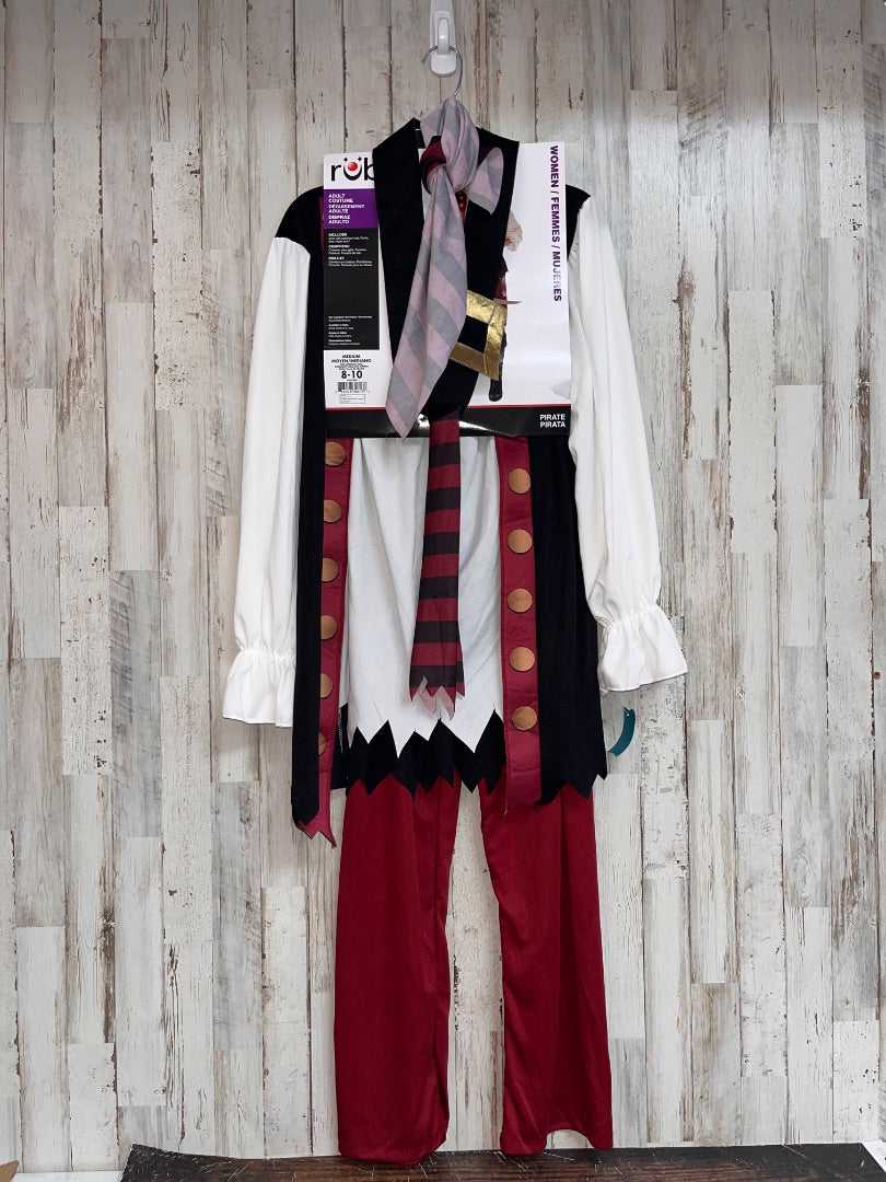 WHITE/MAROON  PIRATE COSTUME, LADIES M